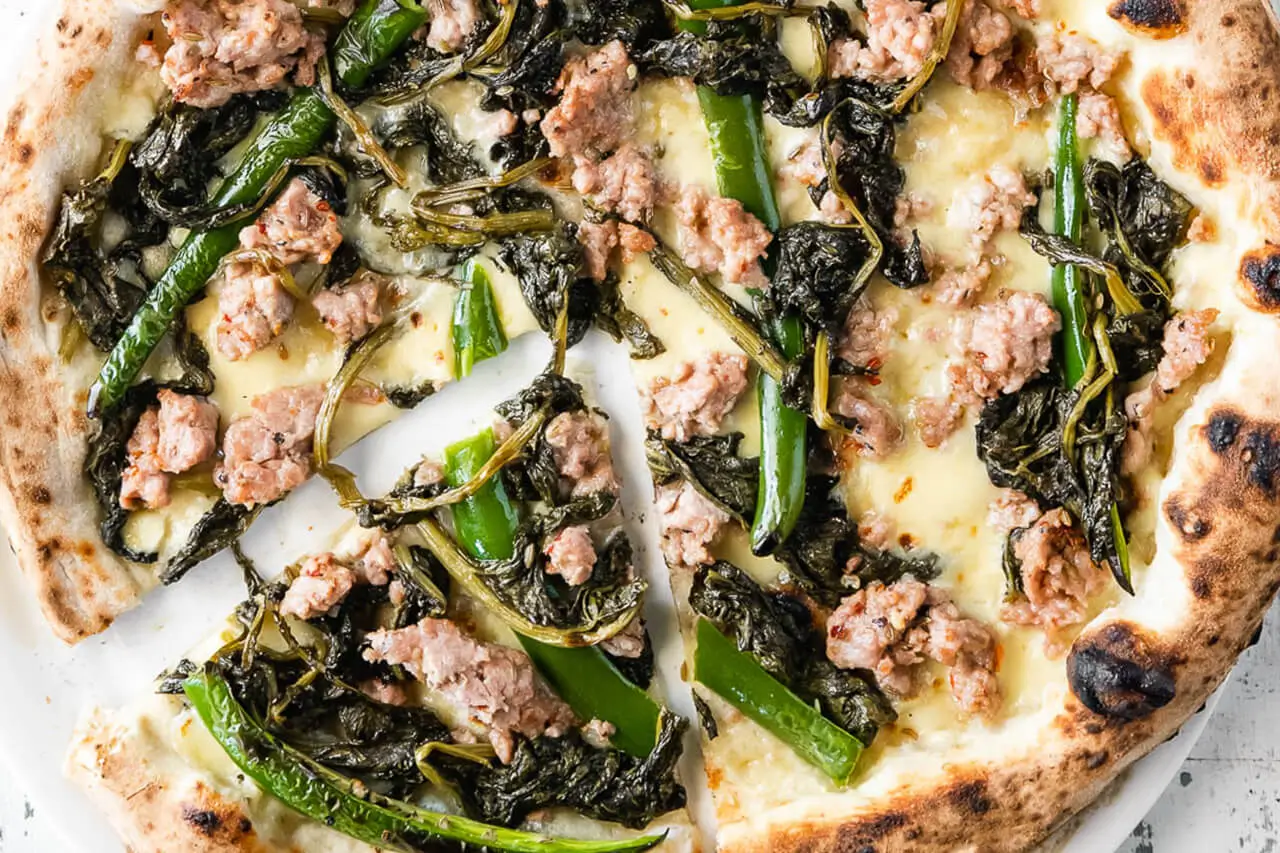 pizza menu with vegetables