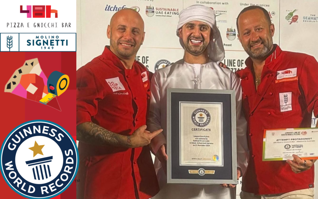 48h Group al Guinness World Record: la linea di Pizze Sostenibili più lunga al mondo a Dubai